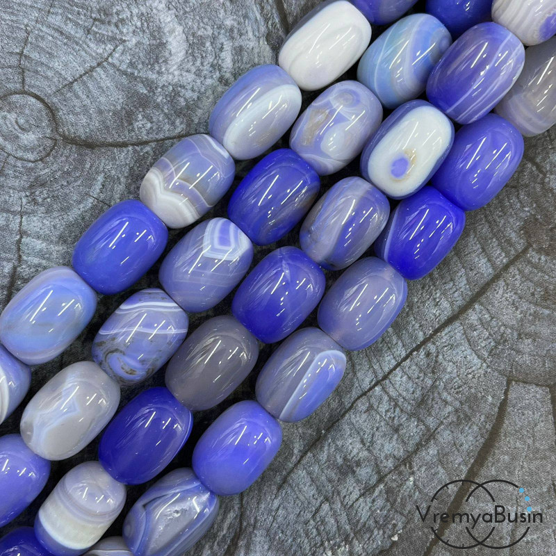 Агат тонированный, гладкий бочонок 13х18 мм (1/2 нити, ок. 11 шт.)