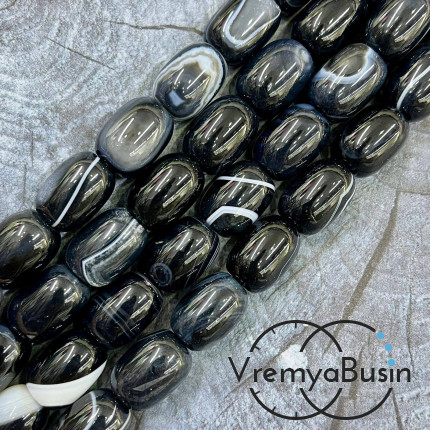 Агат тонированный, гладкий бочонок 13х18 мм (1/2 нити, ок. 11 шт.)