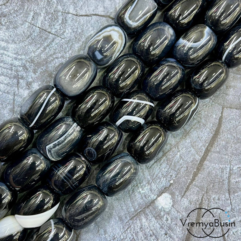 Агат тонированный, гладкий бочонок 13х18 мм (1/2 нити, ок. 11 шт.)