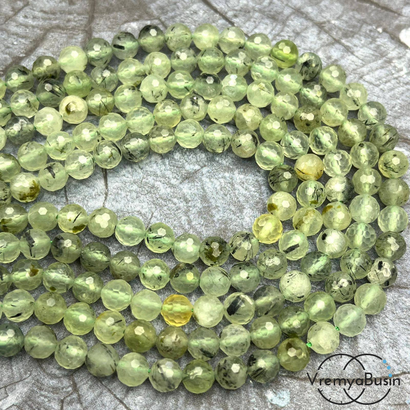 Пренит, шарик граненый 6 мм (1/2 нити, ок. 32 шт.)