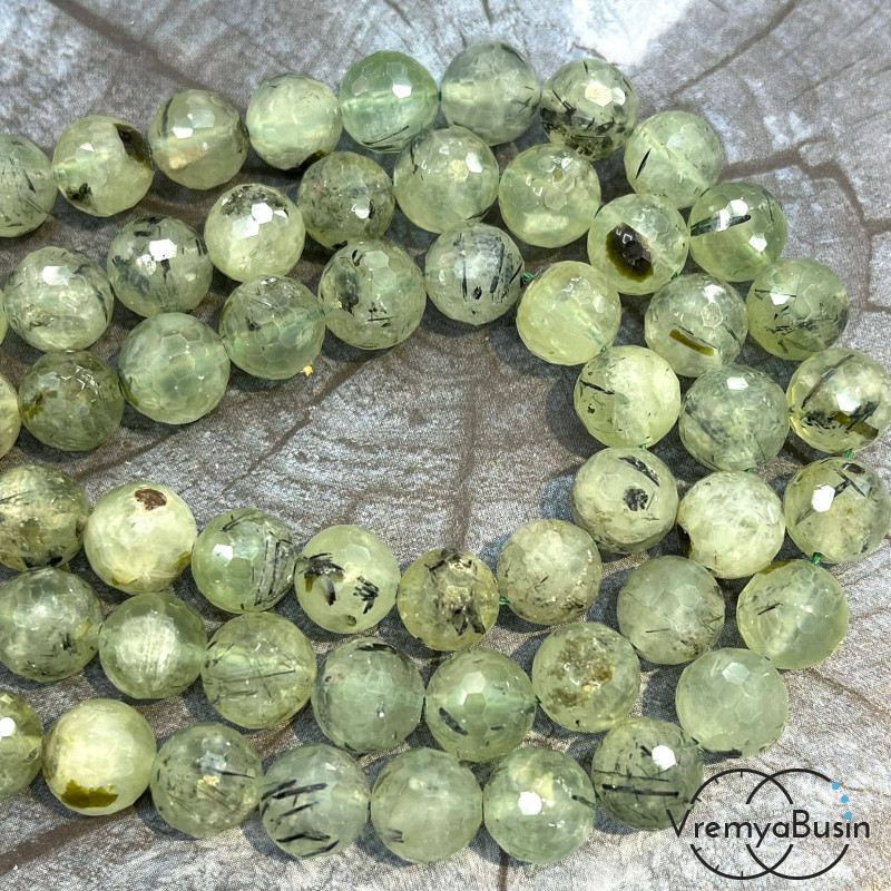 Пренит, шарик граненый 10 мм (1/2 нити, ок. 19 шт.)