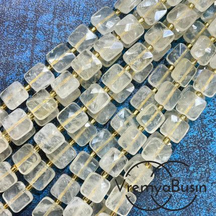 Цитрин, бусины граненые плоские кубики, ок. 10х10х5 мм (нить, ок. 30 шт.)