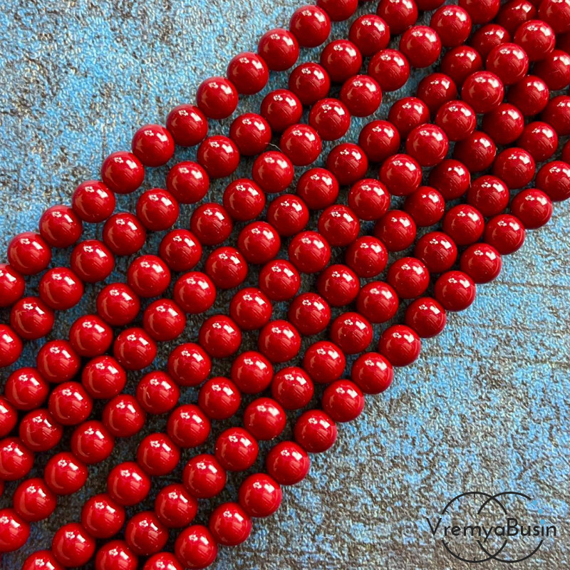 Жемчуг майорка, шарик гладкий 6 мм (1/2 нити, ок. 32 шт.)