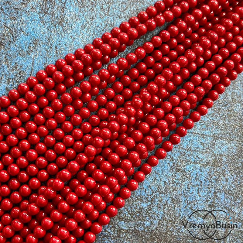 Жемчуг майорка, шарик гладкий 4 мм (нить, ок. 95 шт.)