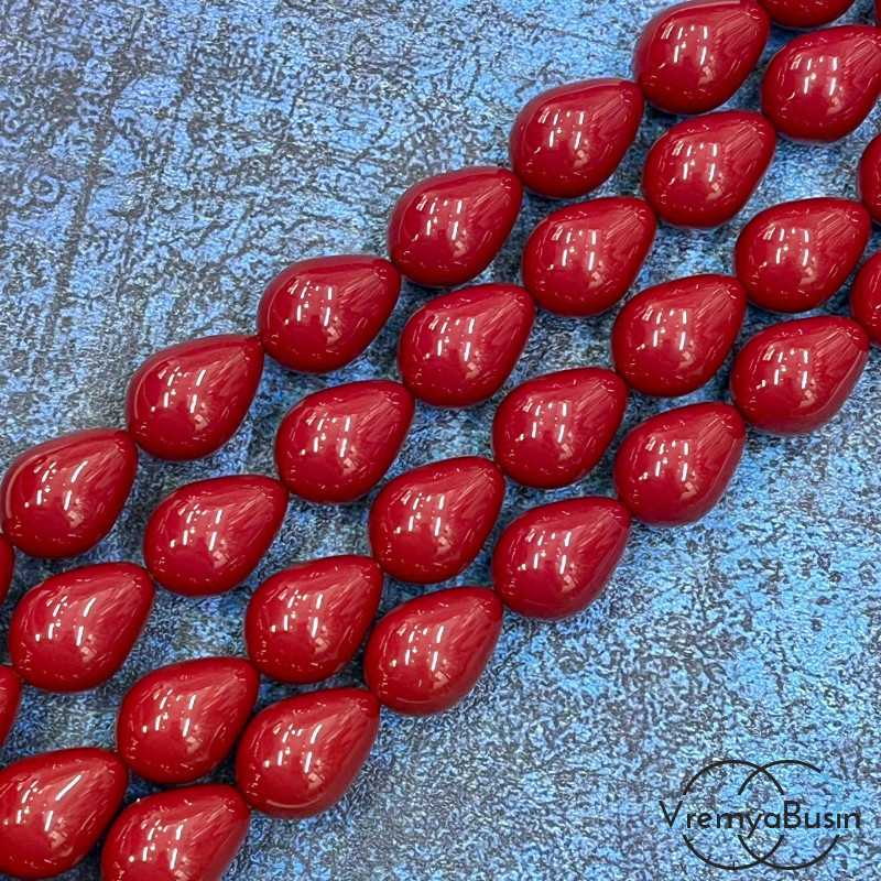 Жемчуг майорка, капля 12х16 мм (1/2 нити, ок. 12 шт.)