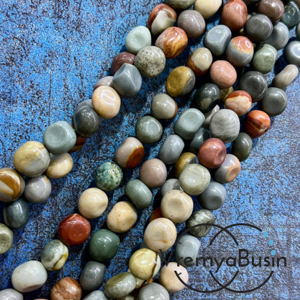 Яшма, галтовка округлая ок. 10 мм (нить, ок. 40 шт.)