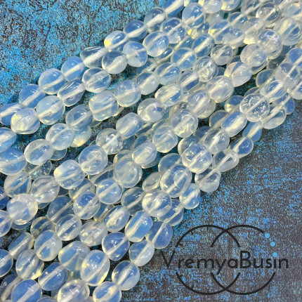 Опалит, лунный камень имит., галтовка округлая ок. 10 мм (нить, ок. 40 шт.)