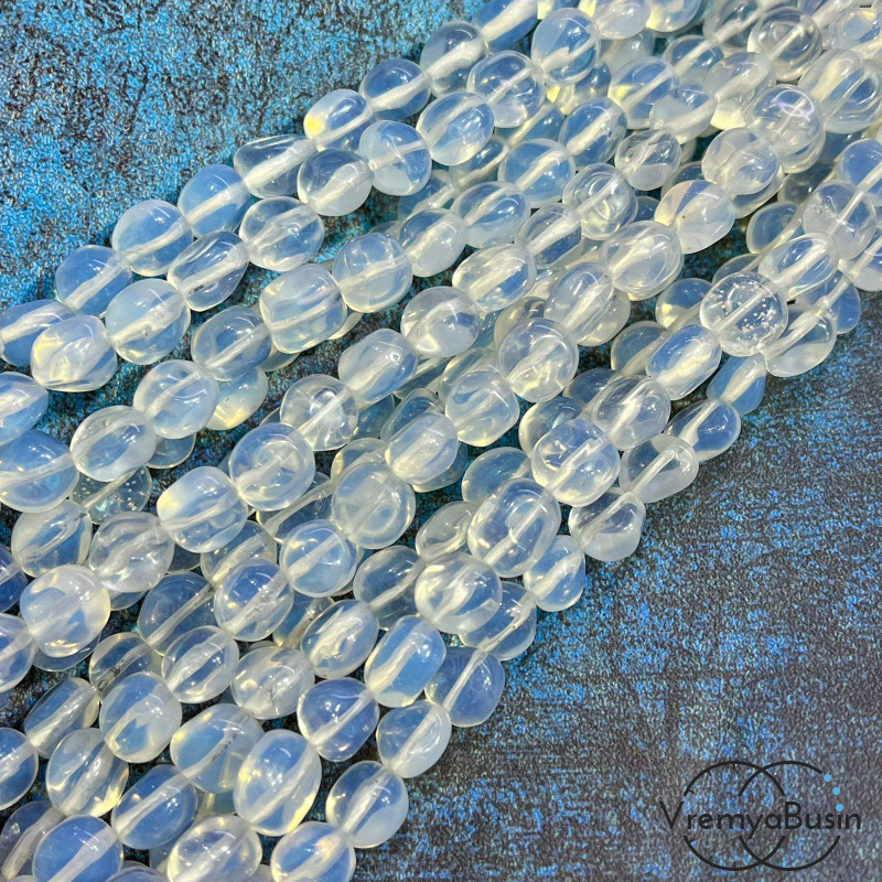 Опалит, лунный камень имит., галтовка округлая ок. 10 мм (нить, ок. 40 шт.)