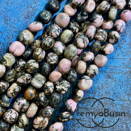 Родонит, галтовка округлая ок. 10 мм (нить, ок. 40 шт.)