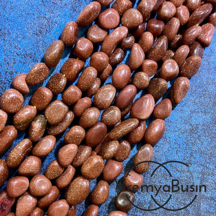 Авантюрин коричневый, галтовка округлая ок. 10 мм (нить, ок. 40 шт.)