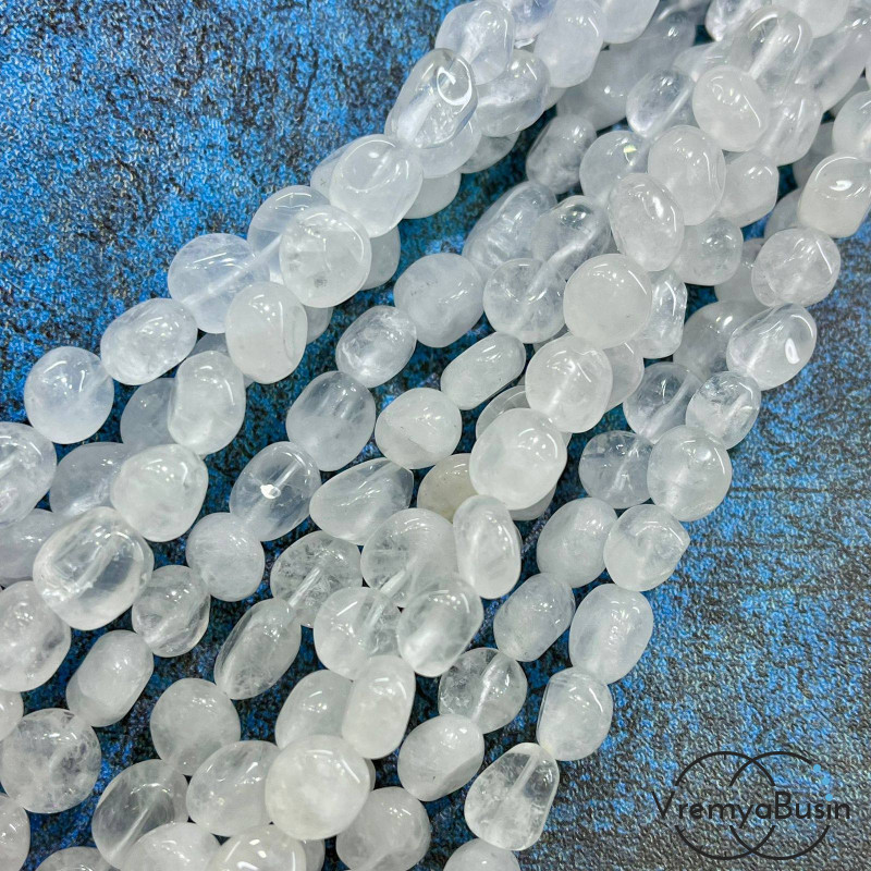 Горный хрусталь, галтовка округлая ок. 10 мм (нить, ок. 40 шт.)