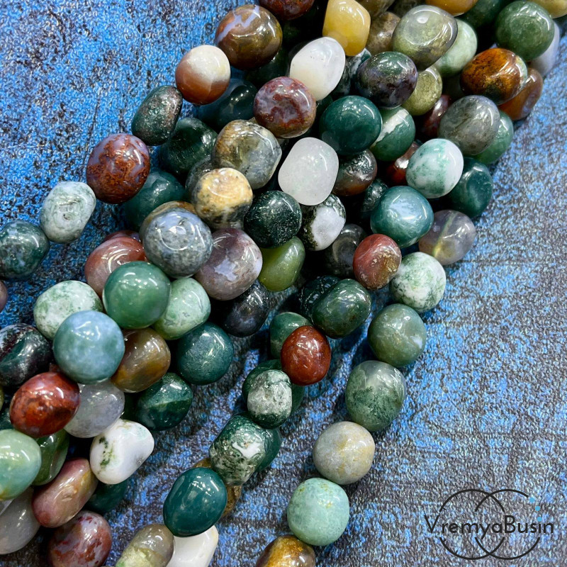 Яшма индийская, галтовка округлая ок. 10 мм (нить, ок. 40 шт.)