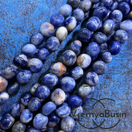 Содалит, галтовка округлая ок. 10 мм (нить, ок. 40 шт.)