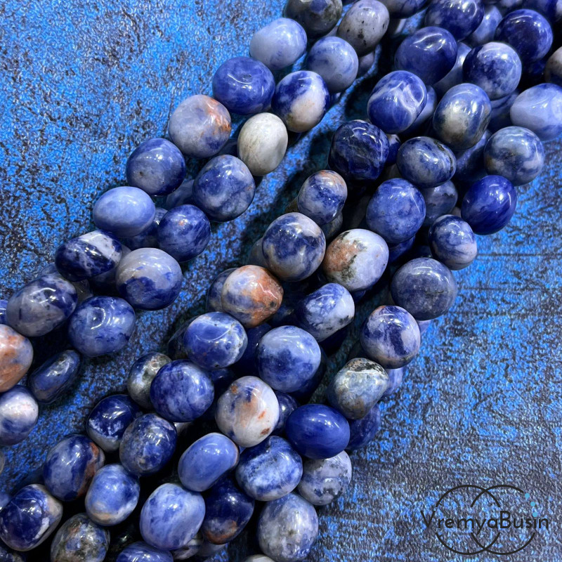 Содалит, галтовка округлая ок. 10 мм (нить, ок. 40 шт.)