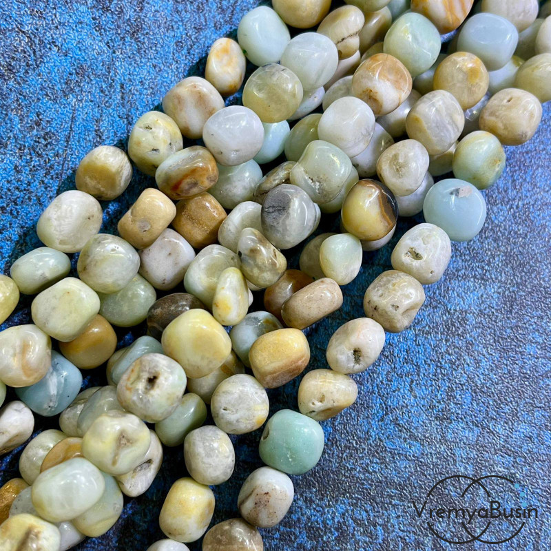 Амазонит, галтовка округлая ок. 10 мм (нить, ок. 40 шт.)