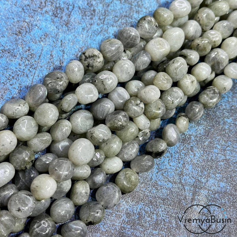 Лабрадор, галтовка округлая ок. 10 мм (нить, ок. 40 шт.)