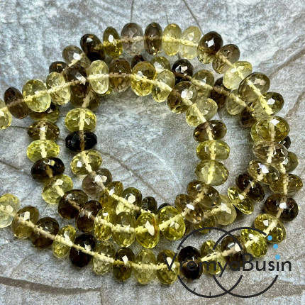 Раухтопаз с цитрином (раутрин), рондели с ювелирной огранкой, ок. 6х8 мм (нить, ок. 85 шт.)
