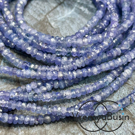 Танзанит натур., рондель граненый ок. 3х2 мм (нить, ок. 40 см.)