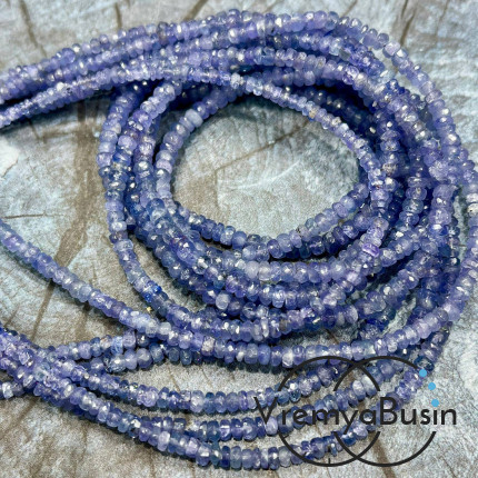 Танзанит натур., рондель граненый ок. 3х2 мм (нить, ок. 40 см.)