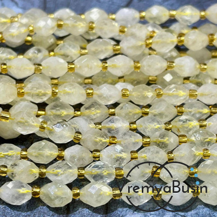 Цитрин, бочонок с ювелирной огранкой, ок. 6х8 мм (нить, ок. 38 шт.)