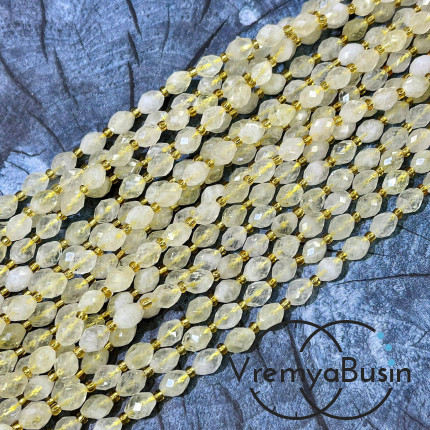 Цитрин, бочонок с ювелирной огранкой, ок. 6х8 мм (нить, ок. 38 шт.)