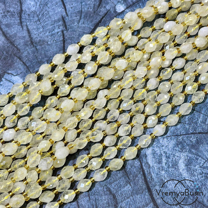 Цитрин, бочонок с ювелирной огранкой, ок. 6х8 мм (нить, ок. 38 шт.)