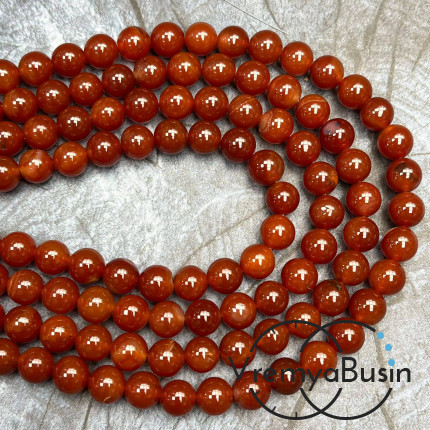 Сердолик карамельный, шарик гладкий 8 мм (нить,  ок. 48 шт.)