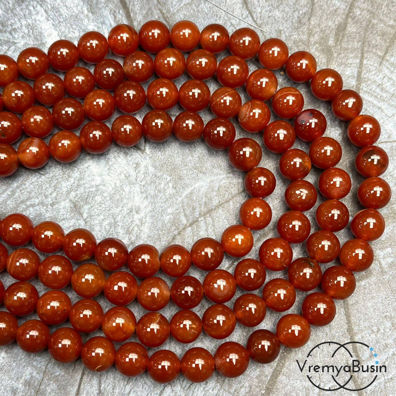 Сердолик карамельный, шарик гладкий 8 мм (нить,  ок. 48 шт.)