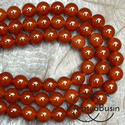 Сердолик карамельный, шарик гладкий 10 мм (нить, ок. 38 шт.)