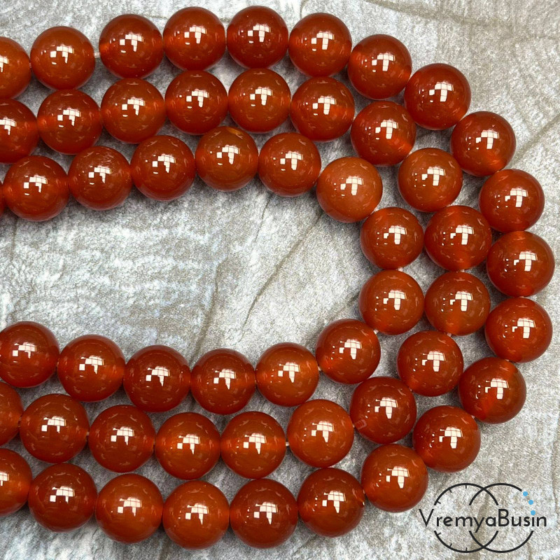 Сердолик карамельный, шарик гладкий 10 мм (нить, ок. 38 шт.)