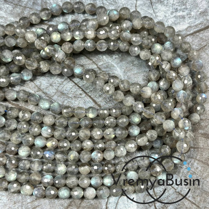 Лабрадор, шарик граненый 6 мм (1/2 нити, ок. 32 шт.)