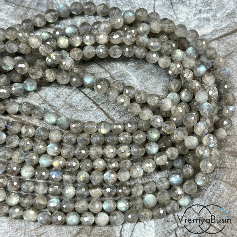 Лабрадор, шарик граненый 6 мм (1/2 нити, ок. 32 шт.)