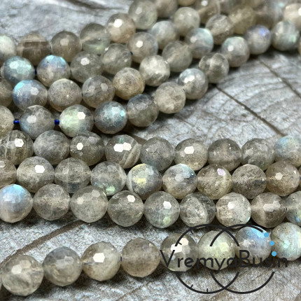Лабрадор, шарик граненый 8 мм (1/2 нити, ок. 24 шт.)