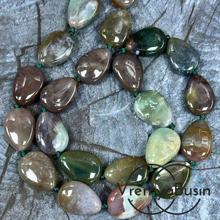 Яшма индийская, капля плоская 13х18 мм (1/2 нити, ок. 11 шт.)