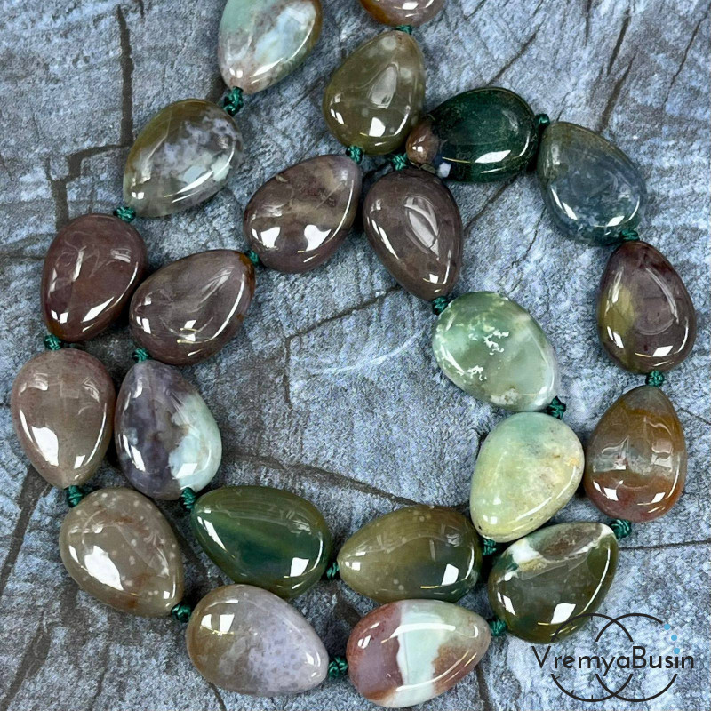 Яшма индийская, капля плоская 13х18 мм (1/2 нити, ок. 11 шт.)