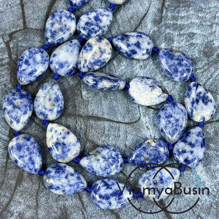 Азурит, капля плоская 13х18 мм (1/2 нити, ок. 11 шт.)