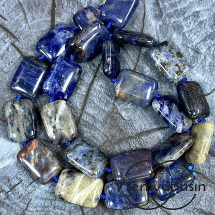 Содалит, прямоугольник плоский 13х18 мм (1/2 нити, ок. 10 шт.)