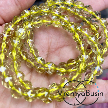 Лимонный кварц, шарик с треугольной огранкой, ок. 8 мм (ок. 23 шт.)