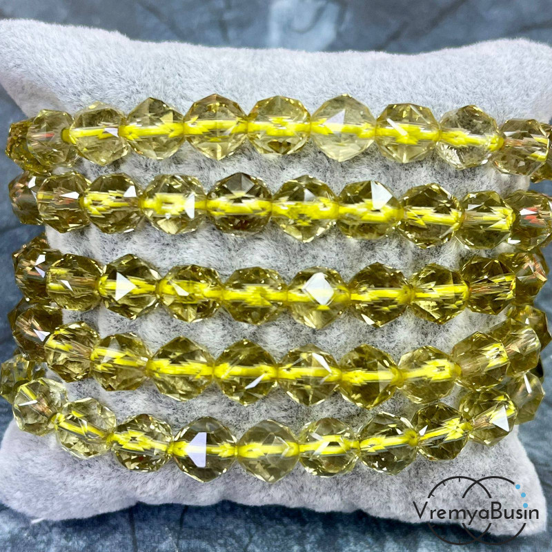 Лимонный кварц, шарик с треугольной огранкой, ок. 8 мм (ок. 23 шт.)