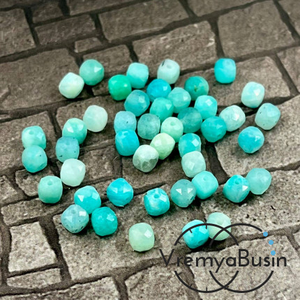 Амазонит, кубик с ювелирной огранкой, 4х4 мм (упак. 10 шт.)