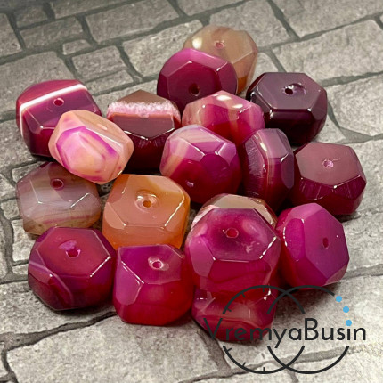 Агат тонир., крупный рондель с гранями, ок. 9х15, цв. малиново-красный  (1 шт.)