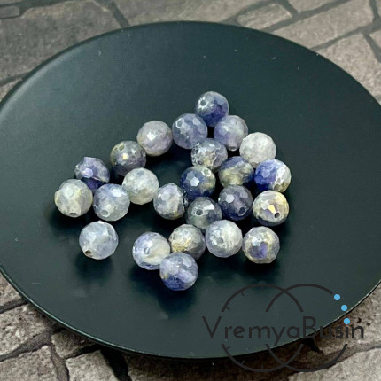 УЦЕНКА: Иолит, бусины шарики 6 мм с ювелирной огранкой (1 шт.)