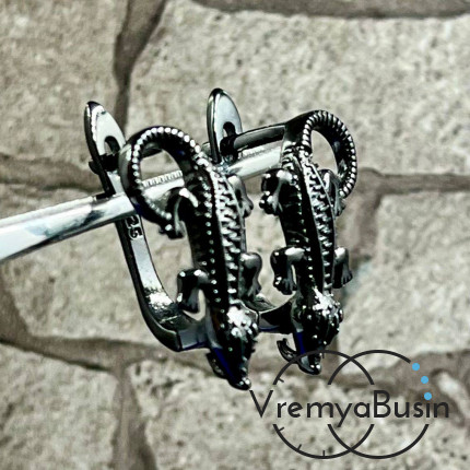 Швензы с английским замком, 10х18 мм, латунь с черным родиевым покрытием (1 пара)