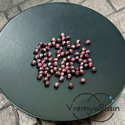 Гранат, самые мелкие граненые бусины из камня, 2 мм ААА качество (упак. 40  шт.)