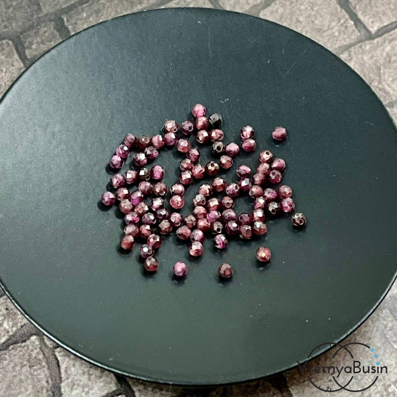 Гранат, самые мелкие граненые бусины из камня, 2 мм ААА качество (упак. 40  шт.)