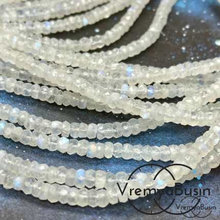 Лунный камень натур., рондель граненый 5х3 мм (упак. 10 шт.)