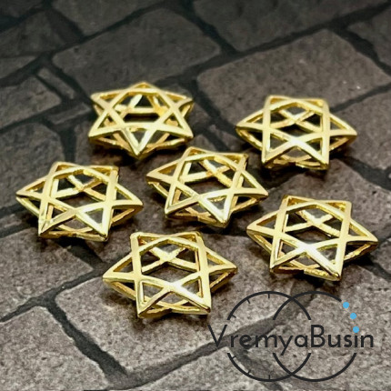 Рамка для бусины «Звезда», 16х14 мм, латунь с позолотой (1 шт.)