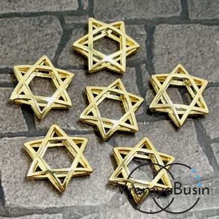 Рамка для бусины «Звезда», 16х14 мм, латунь с позолотой (1 шт.)