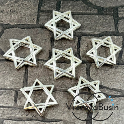 Рамка для бусины «Звезда», 16х14 мм, латунь с родиевым покрытием (1 шт.)