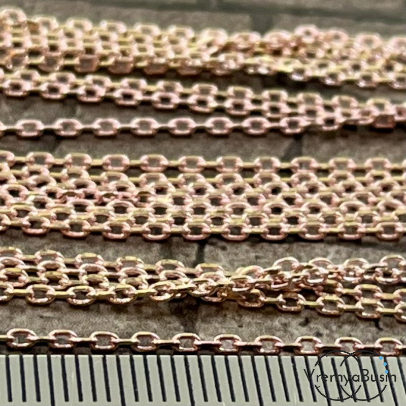 Цепочка металлическая с эмалью, звено ок. 1.5х2 мм, цв. розовый  (1 м.)